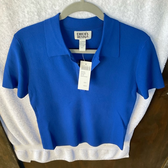 Chico’s Design Apparel Racquet Short Sleeve Tee Keegan Blue; NWT; M/8 - Picture 4 of 12